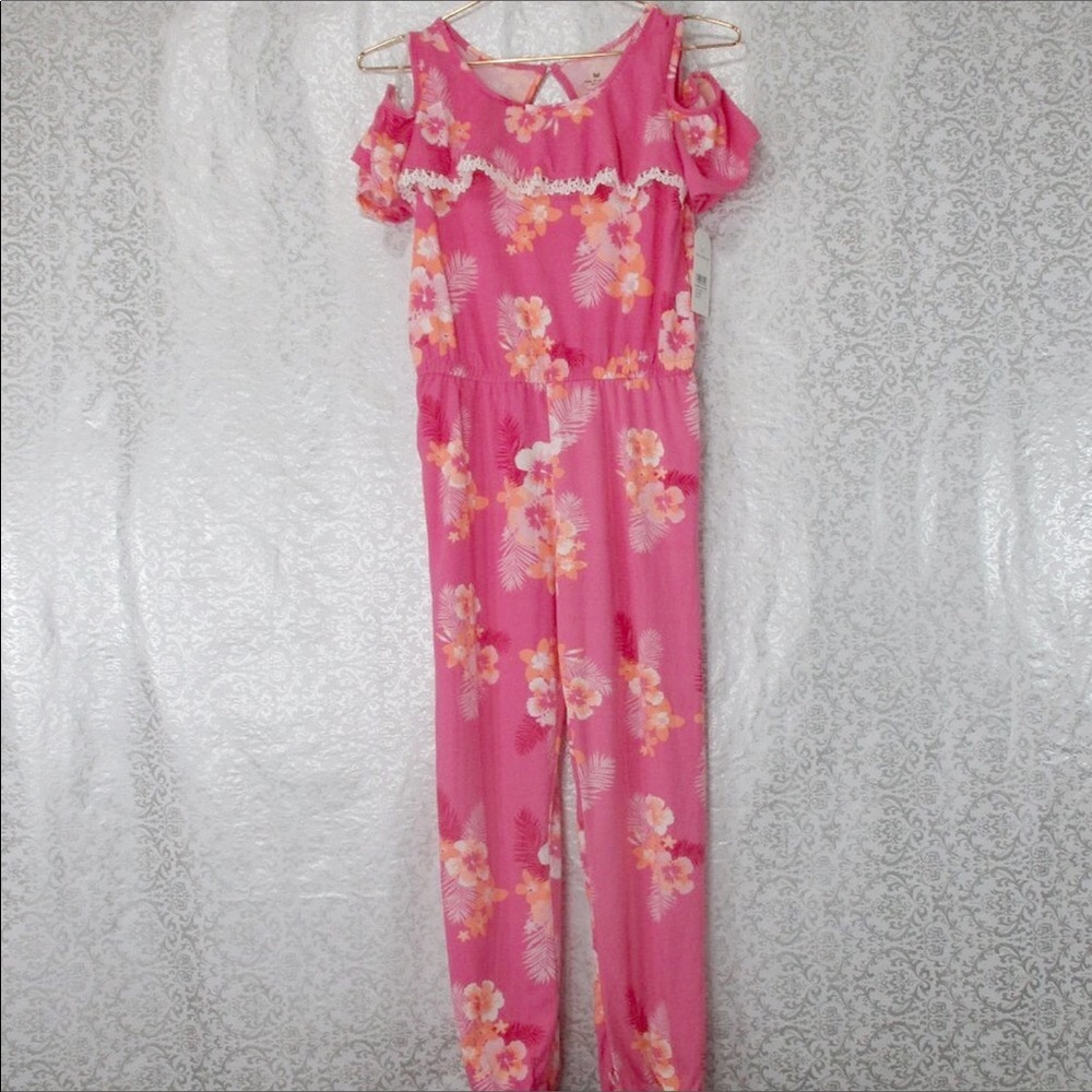 ONE STEP UP Pink Floral Romper NWT Size Medium